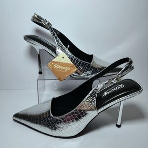New Silver Slingback Heels